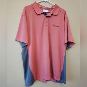 Columbia Men's Polo Shirt in Pink and Gray